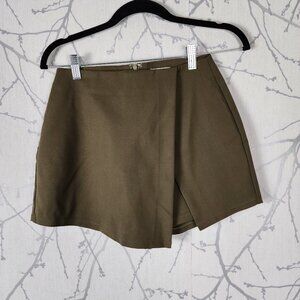 Superdown Olive Green Ponte Knit Wrap Slit Skort